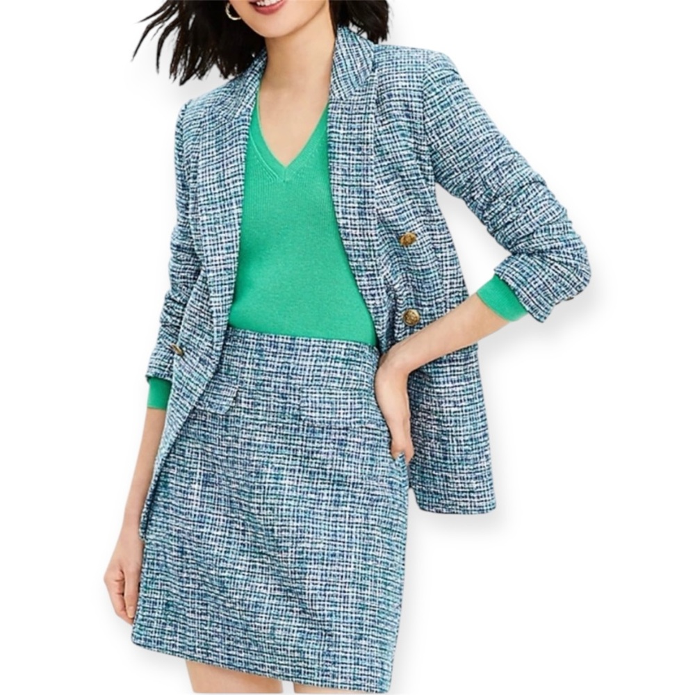 LOFT Textured tweed preppy Blue Mini Skirt